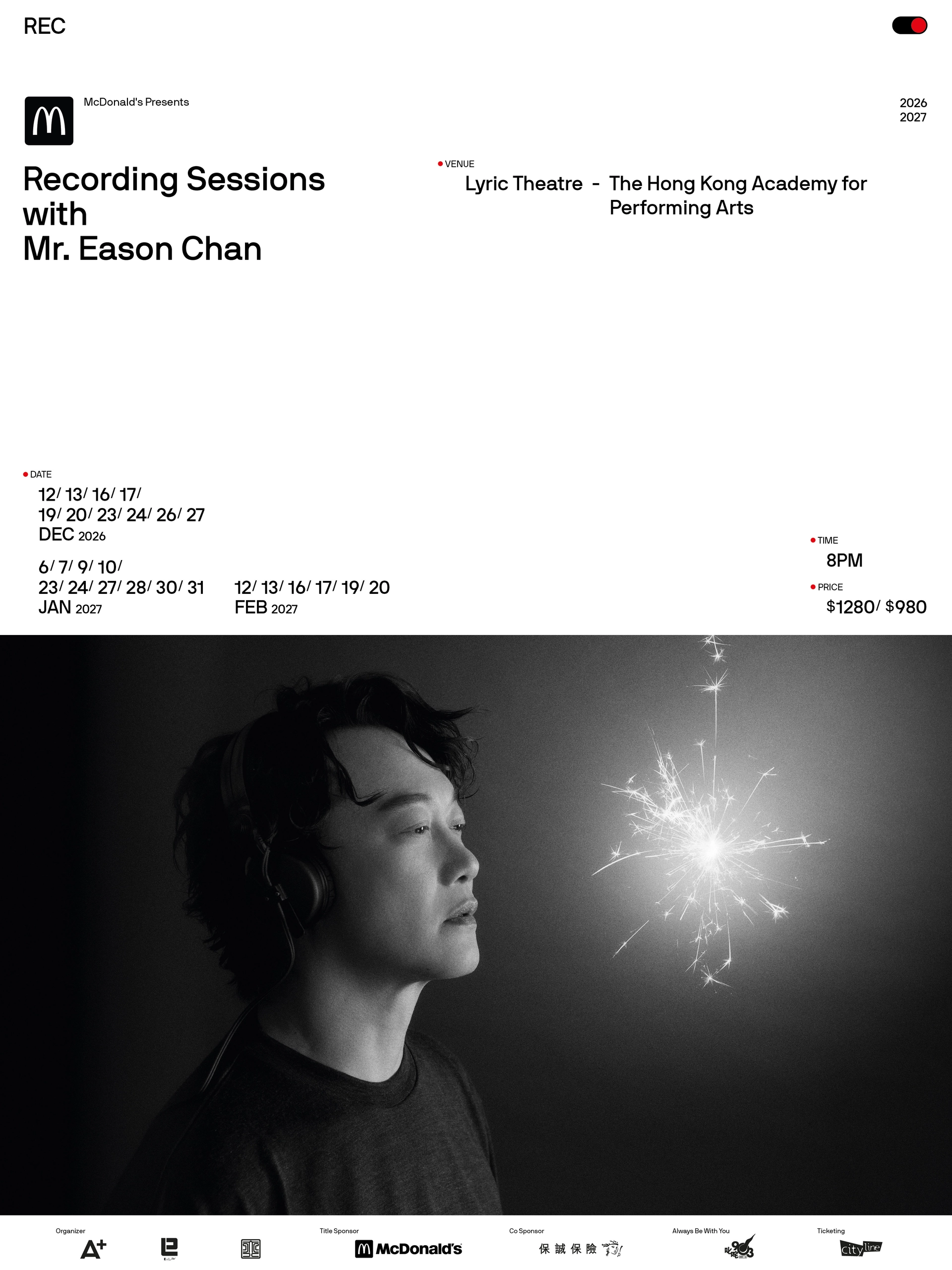 陈奕迅 "Recording Sessions with Mr. Eason Chan" 现场录音音乐会 2026