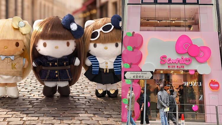 五层楼高 Sanrio 中环旗舰店 Sanrioworld+ Hong Kong 开幕 香港限定长髮 Hello Kitty、JK 校园风、神秘纸箱双面公仔系列引发抢购潮
